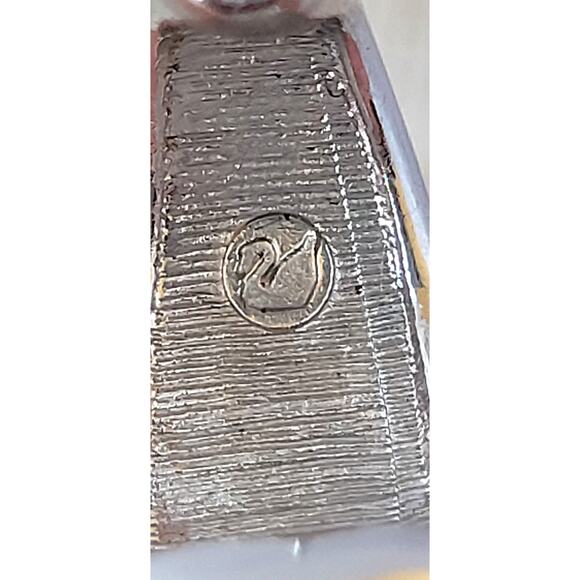 Genuine Swarovski Crystal Half Hoop Earrings Pierced Silver Tone Signed - Picture 3 of 5